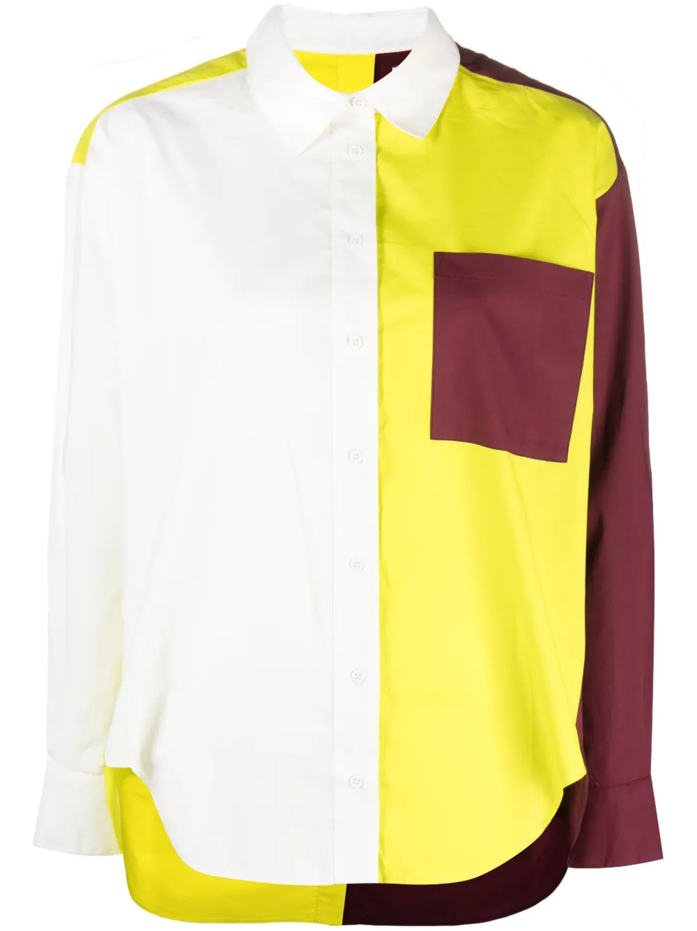 Essentiel Antwerp colour-block panel cotton shirt