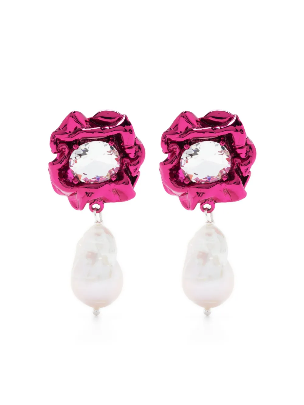 Sterling King Lola Floral Baroque Pearl Drop Earrings In Rosa