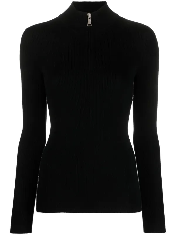 Moncler Ribbed Wool Sweater in Black