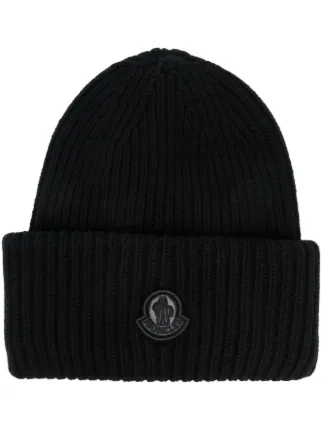 【送料&関税込】Moncler Black Wool Beanie With Logo Patch Black Wool Beanie - Hats & Beanies for Men | Moncler US