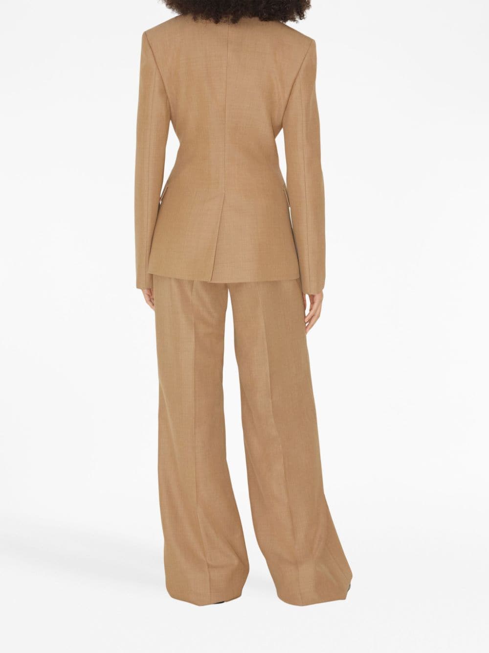 Shop Burberry Wide-leg Pleated Wool Trousers In Neutrals