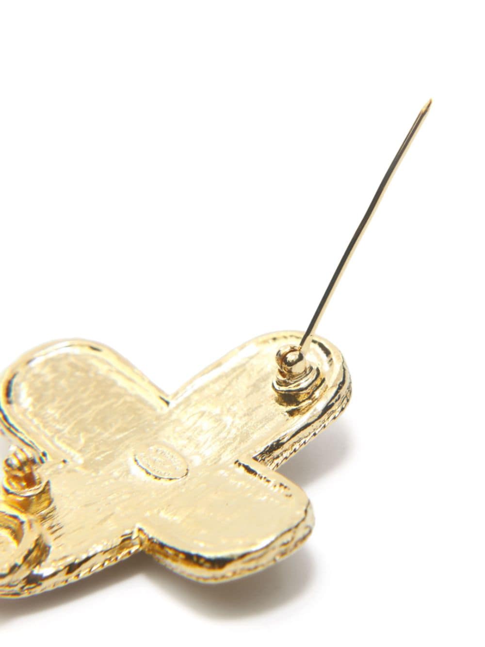 Pre-owned Chanel 1994 Cross Bell Brooch In Gold