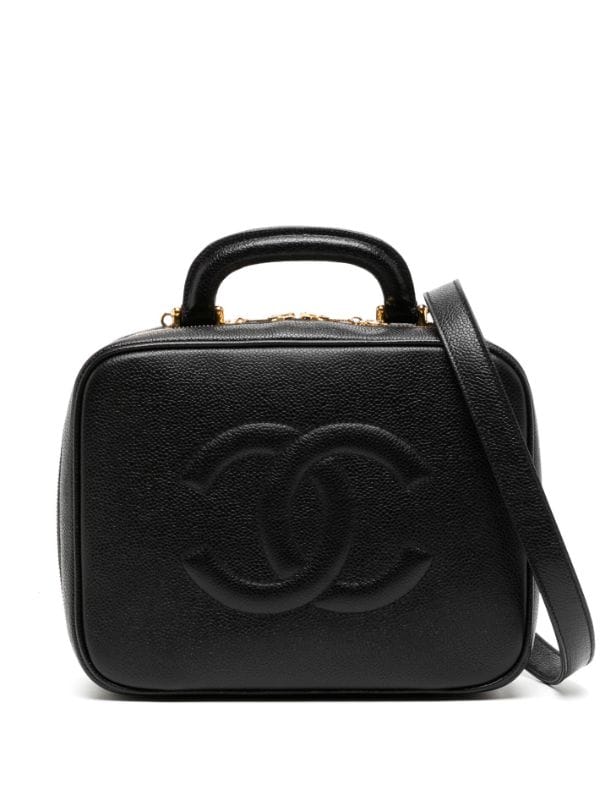 Chanel Vintage Leather Double 'CC' Logo Camera Bag For Sale at 1stDibs