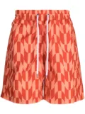 Frescobol Carioca geometric-print drawstring swim shorts - Red