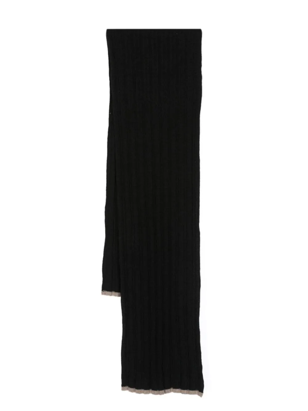 Brunello Cucinelli Ribbed-knit Cashmere Scarf In Black