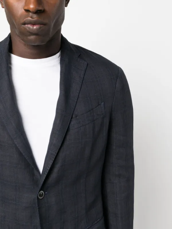Boglioli チェック リネンシングルスーツ | ブルー | FARFETCH JP