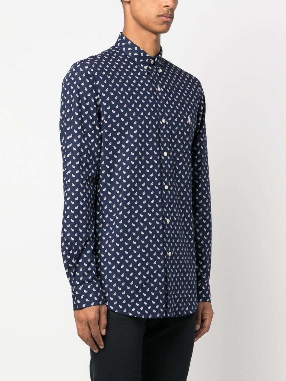 Shop Polo Ralph Lauren Logo-embroidered Paisley-print Cotton Shirt In Blue