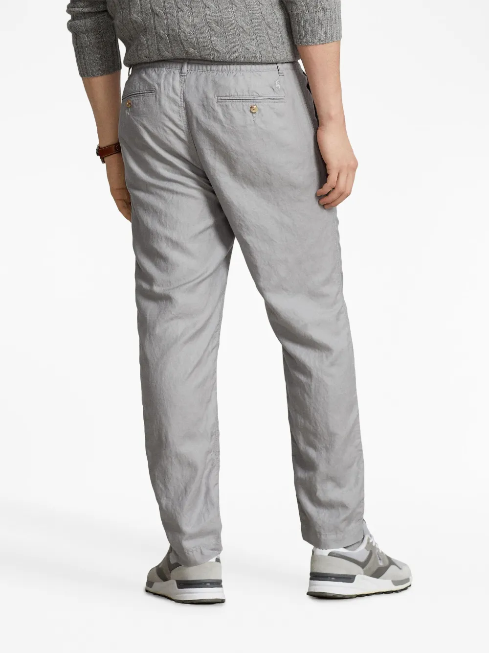 Shop Polo Ralph Lauren Straight-leg Drawstring Trousers In Grey