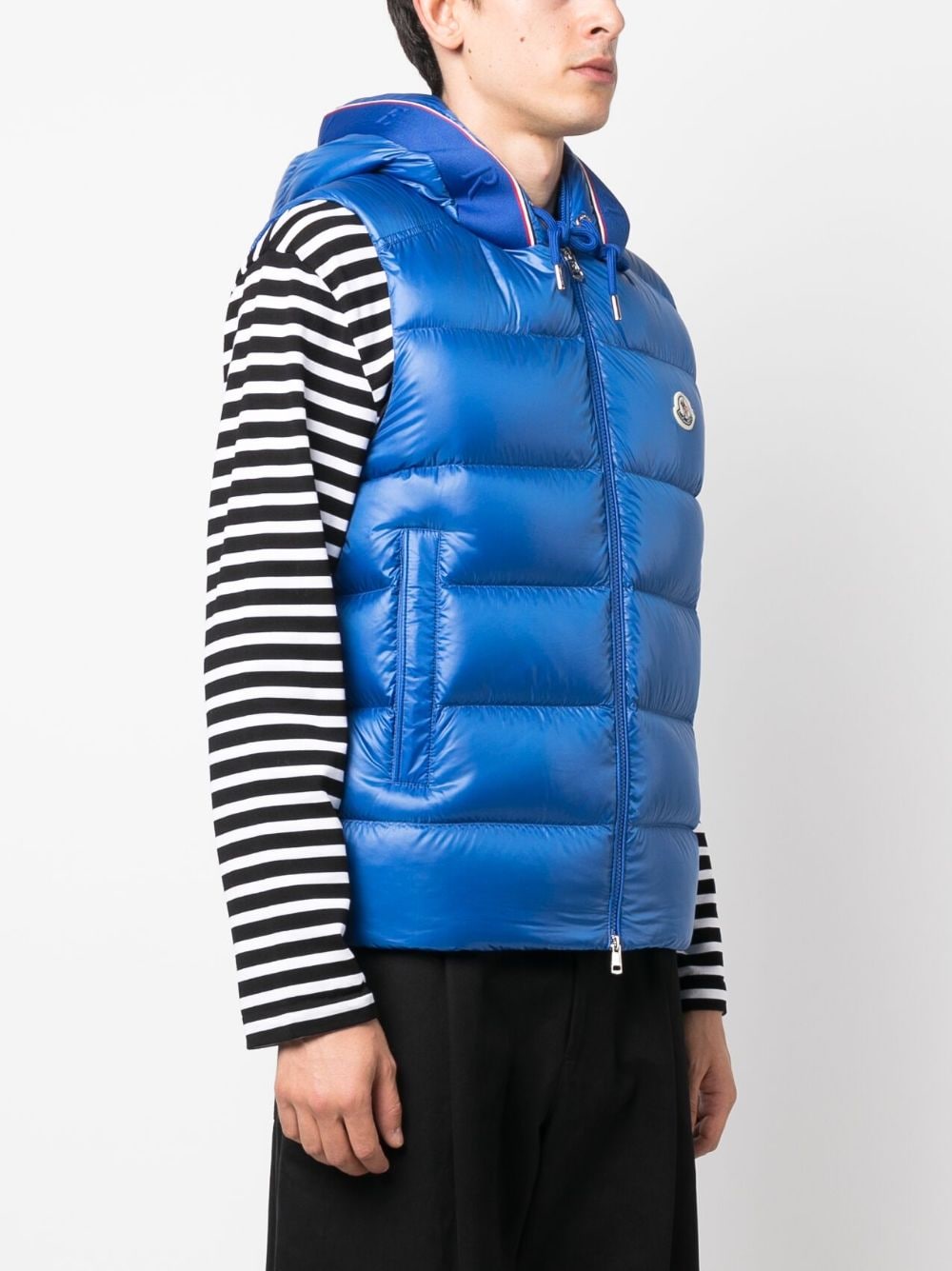 quilted hooded down gilet