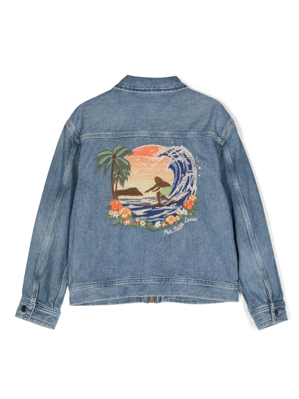 Ralph Lauren Kids logo-embroidered Zipped Denim Jacket - Farfetch