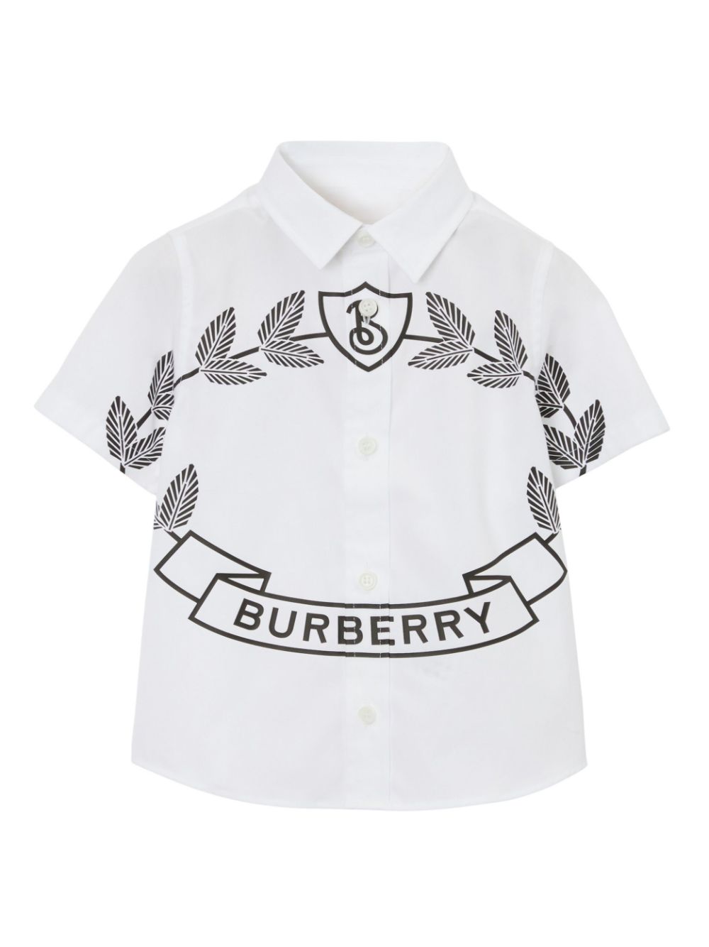 Burberry Babies' Oak Leaf Crest-print Cotton Shirt In White