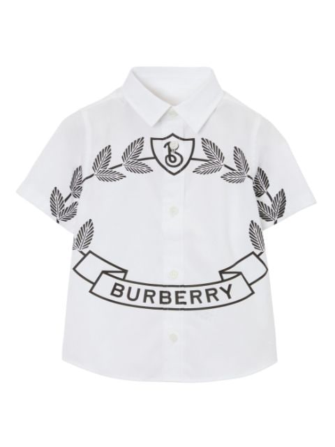Burberry Kids Oak Leaf Crest-print cotton shirt