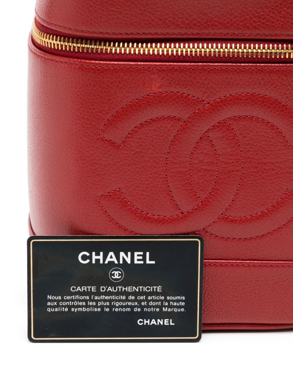 Pre-owned Chanel 1997 Cc Logo-embossed Vanity Bag In Red | ModeSens