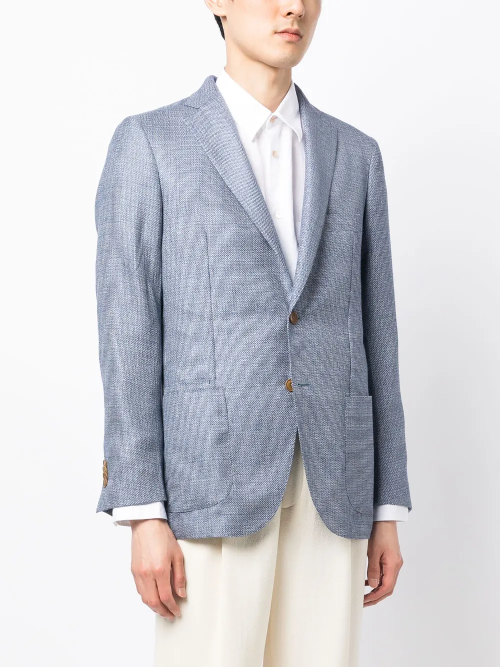 Luciano Barbera Notched-lapels Wool-blend Blazer In Blue
