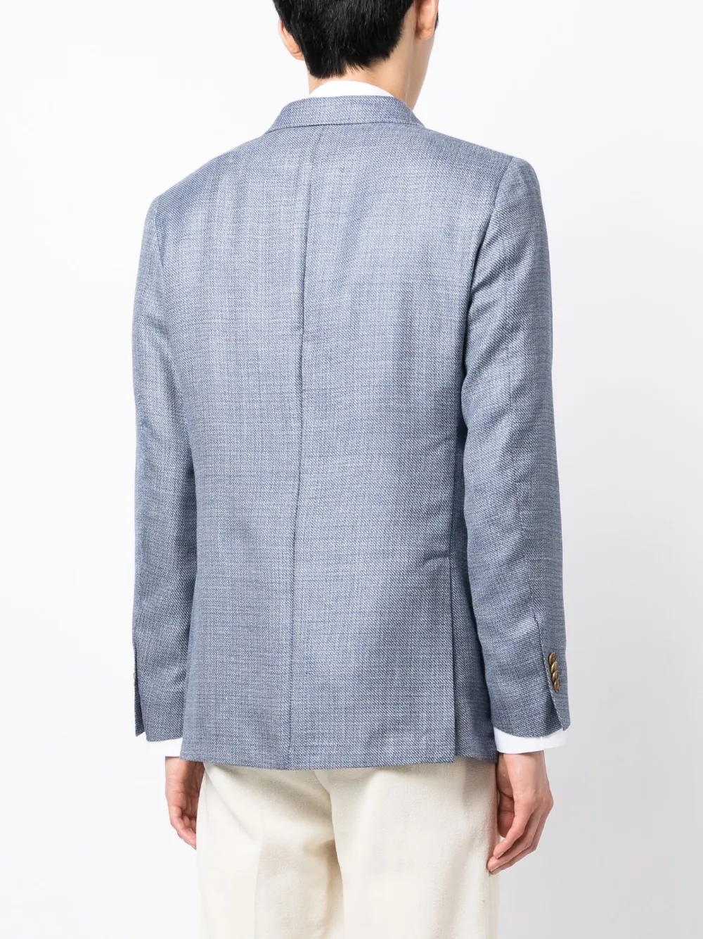 Luciano Barbera Notched-lapels Wool-blend Blazer In Blue