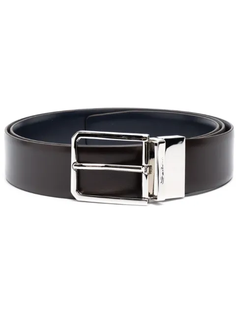 engraved-logo leather belt