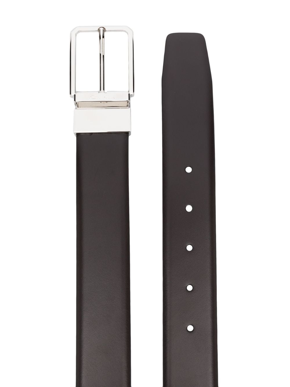 Santoni engraved-logo leather belt - Bruin