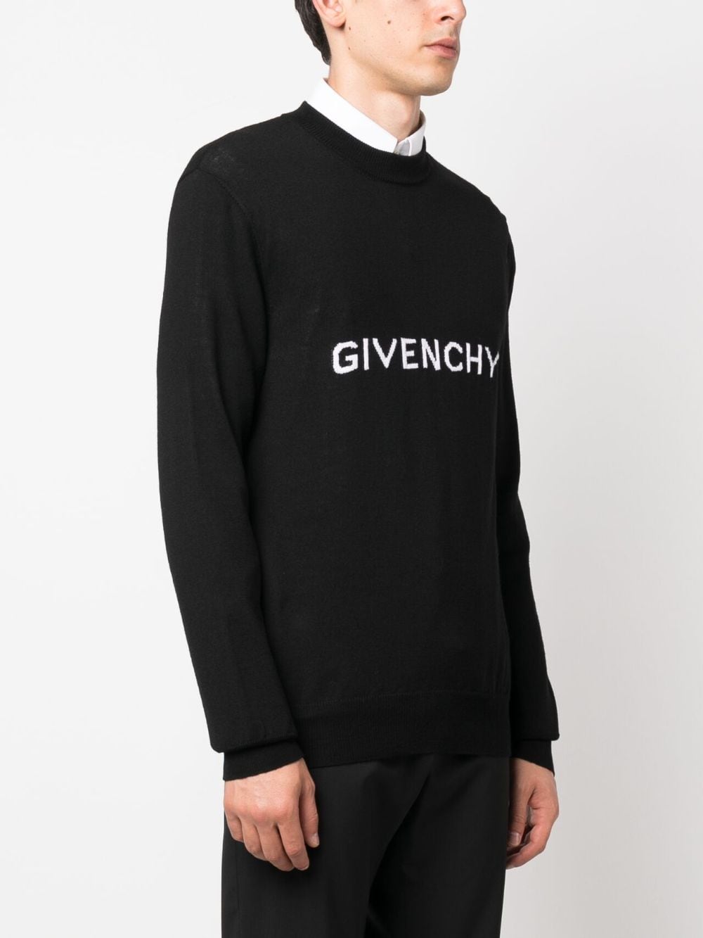 Shop Givenchy Logo Intarsia Wool Jumper In Black