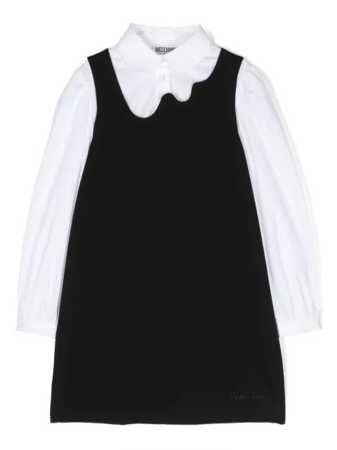 Moschino Kids embroidered-logo long-sleeve dress
