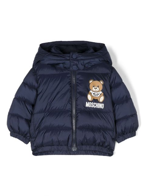 Moschino Kids logo-print padded hooded jacket