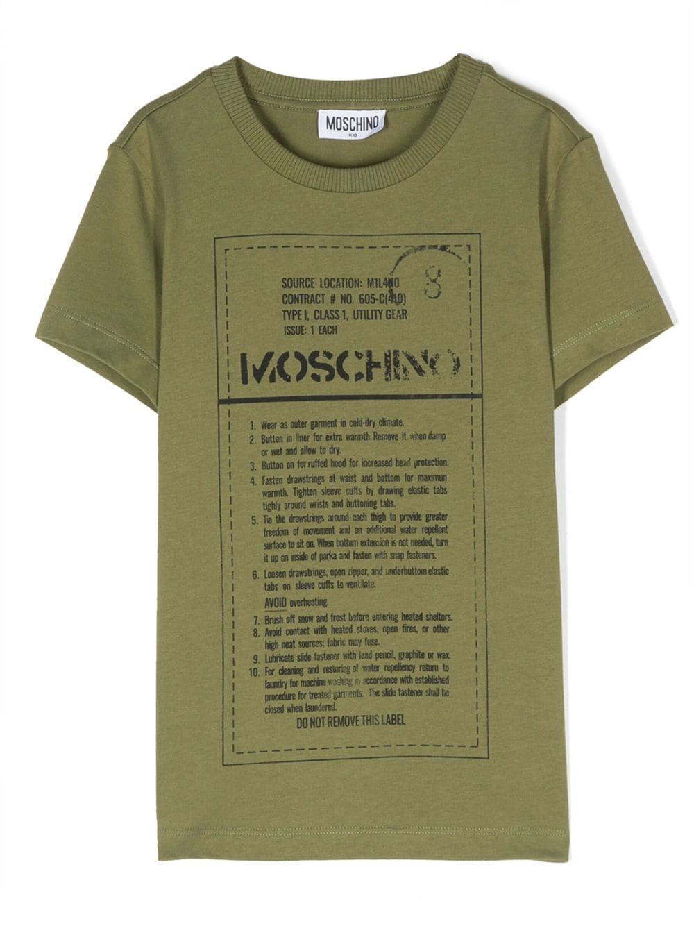 Moschino Kids label-print cotton T-shirt - Green