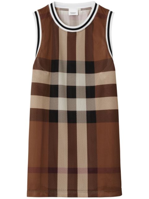 Burberry - check-pattern mesh tank top