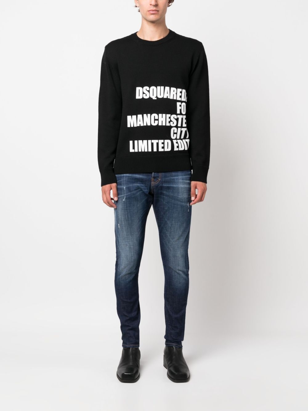 Dsquared2 logo-print wool sweatshirt - Zwart