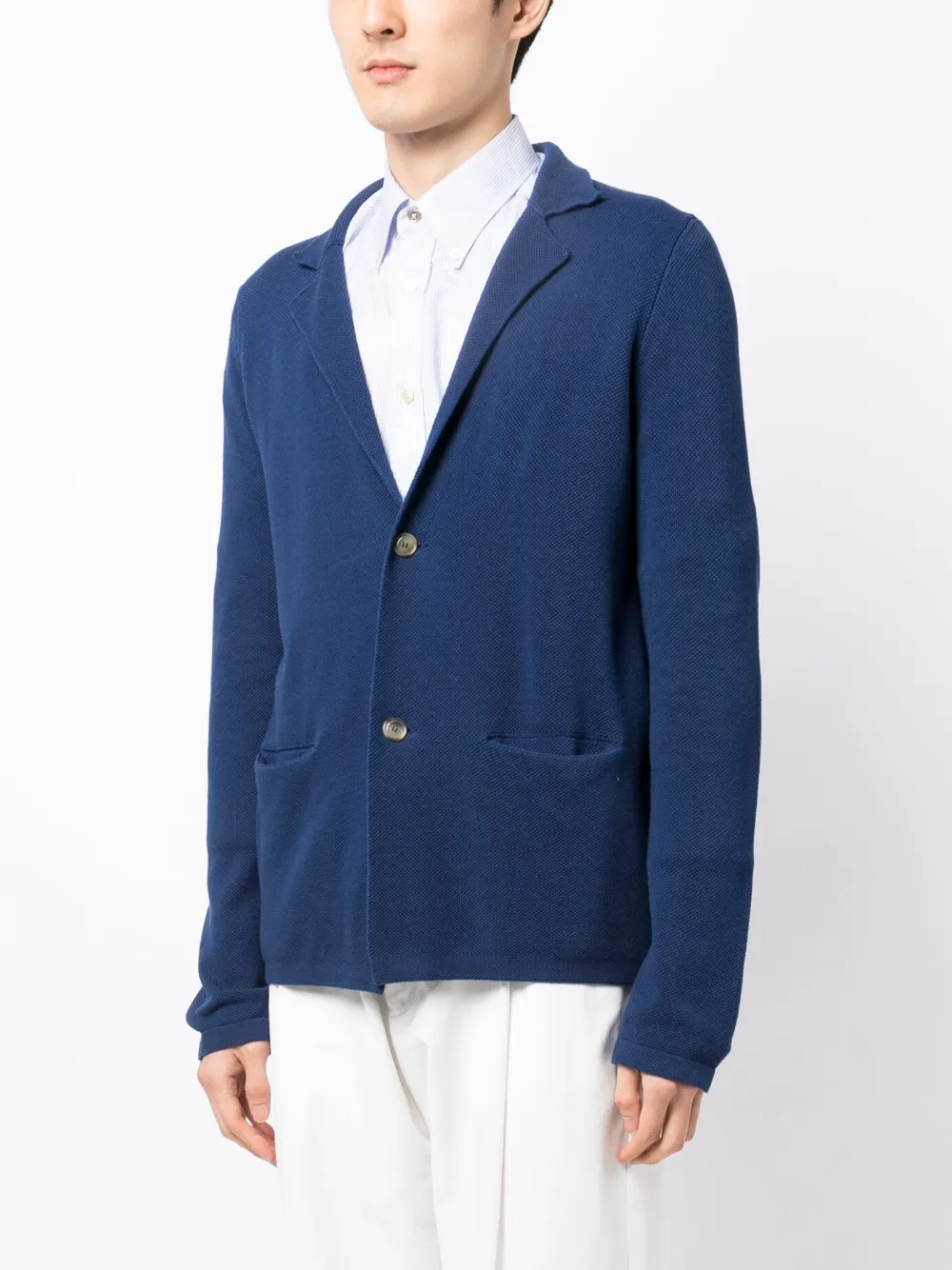 Luciano Barbera Long-sleeved Cotton Cardigan In Blue