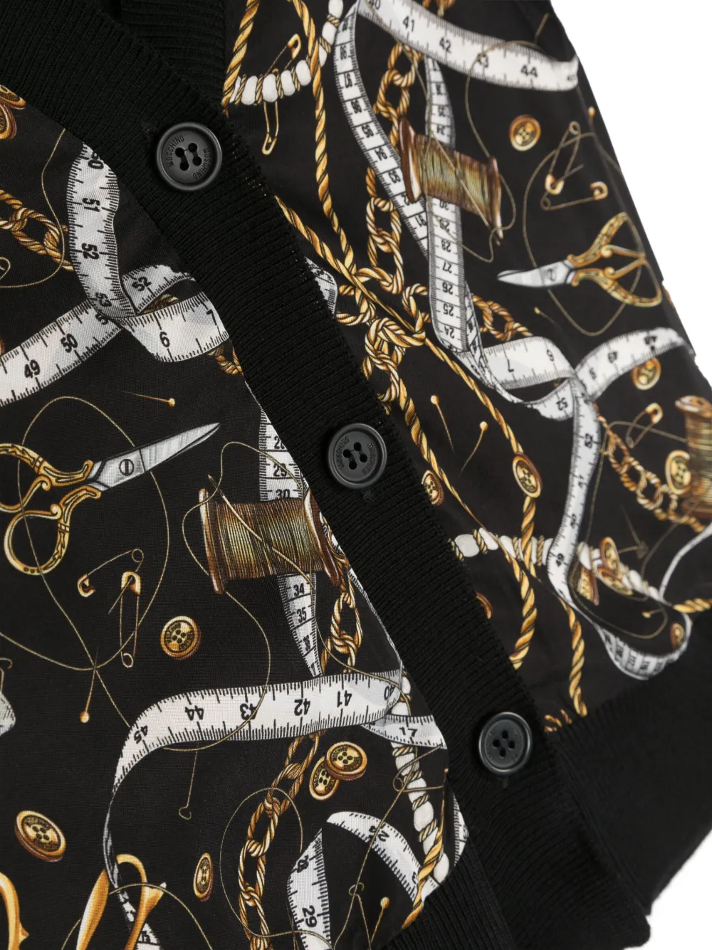 Graphic-Print Sleeveless Wool Cardigan