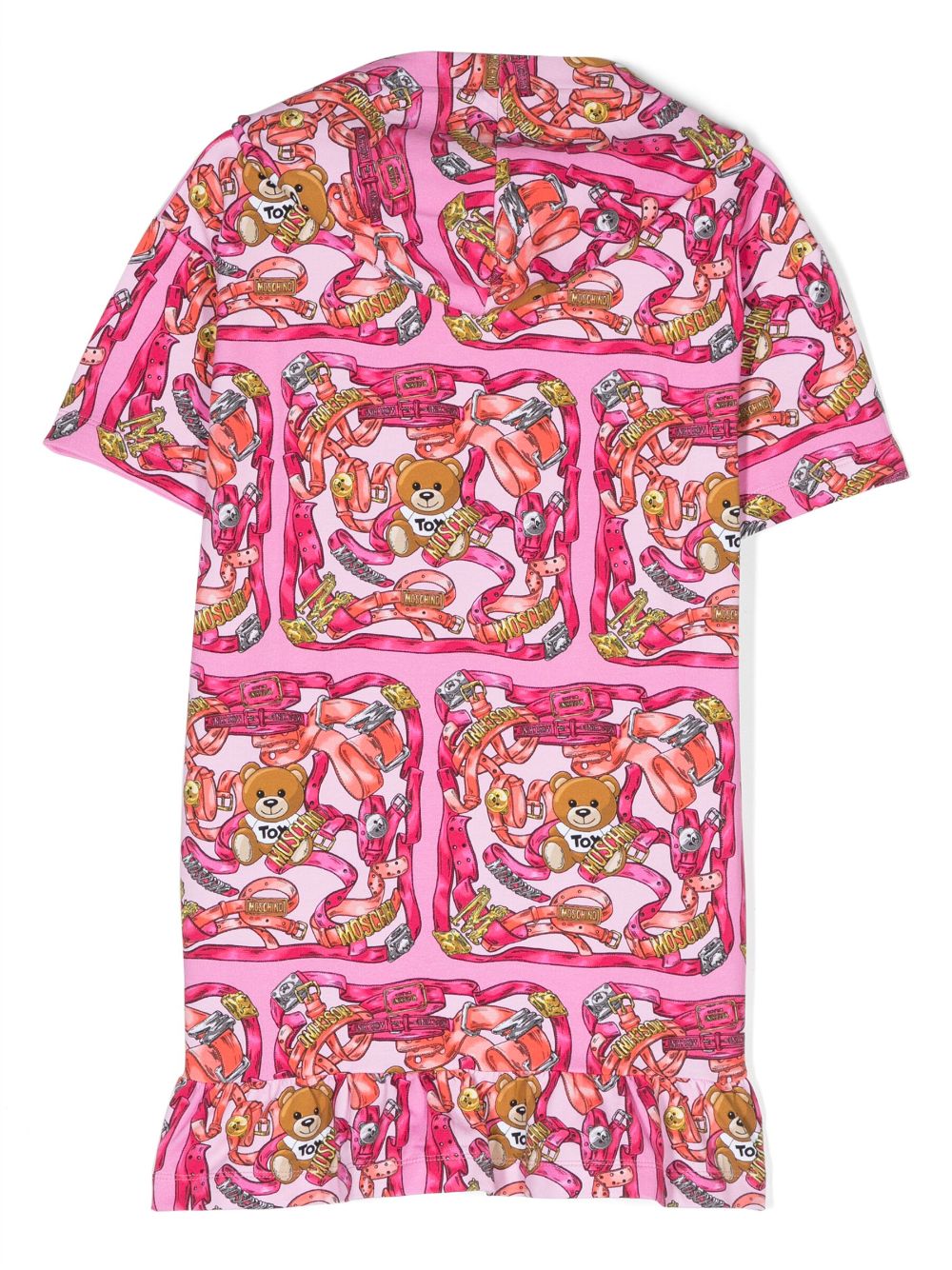 Shop Moschino Graphic-print Short-sleeve Dress In Pink