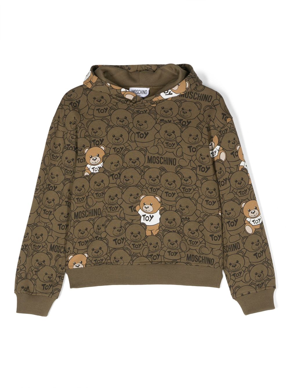 Shop Moschino Teddy Bear-print Cotton Hoodie In Green