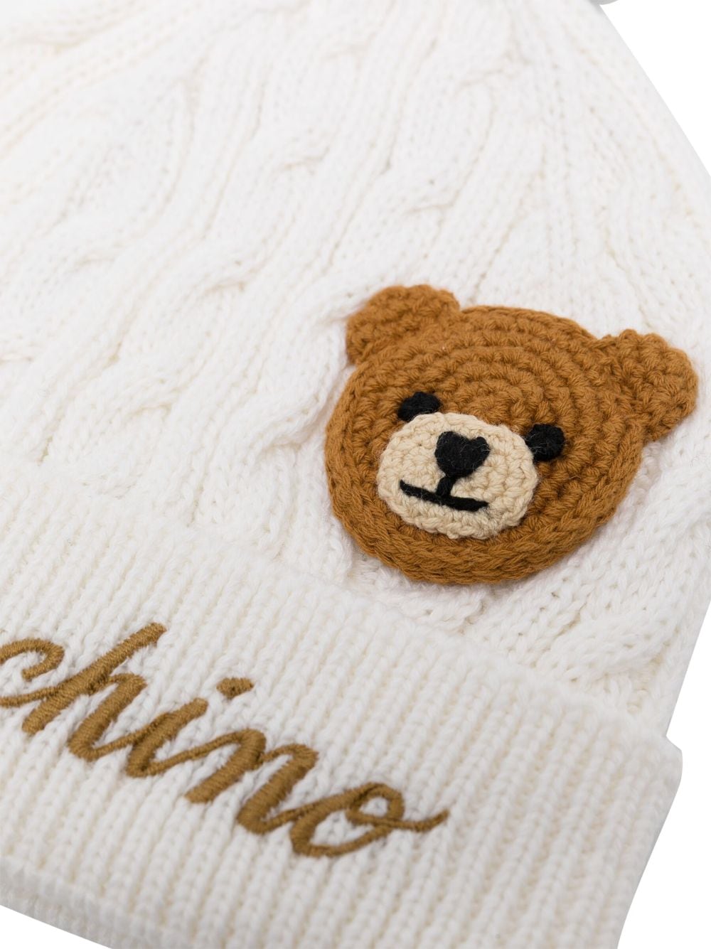 Shop Moschino Teddy Bear-patch Knitted Beanie In White