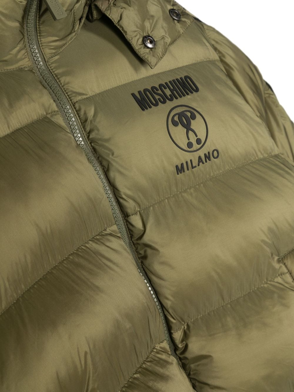 Shop Moschino Logo-embossed Padded Jacket In Green