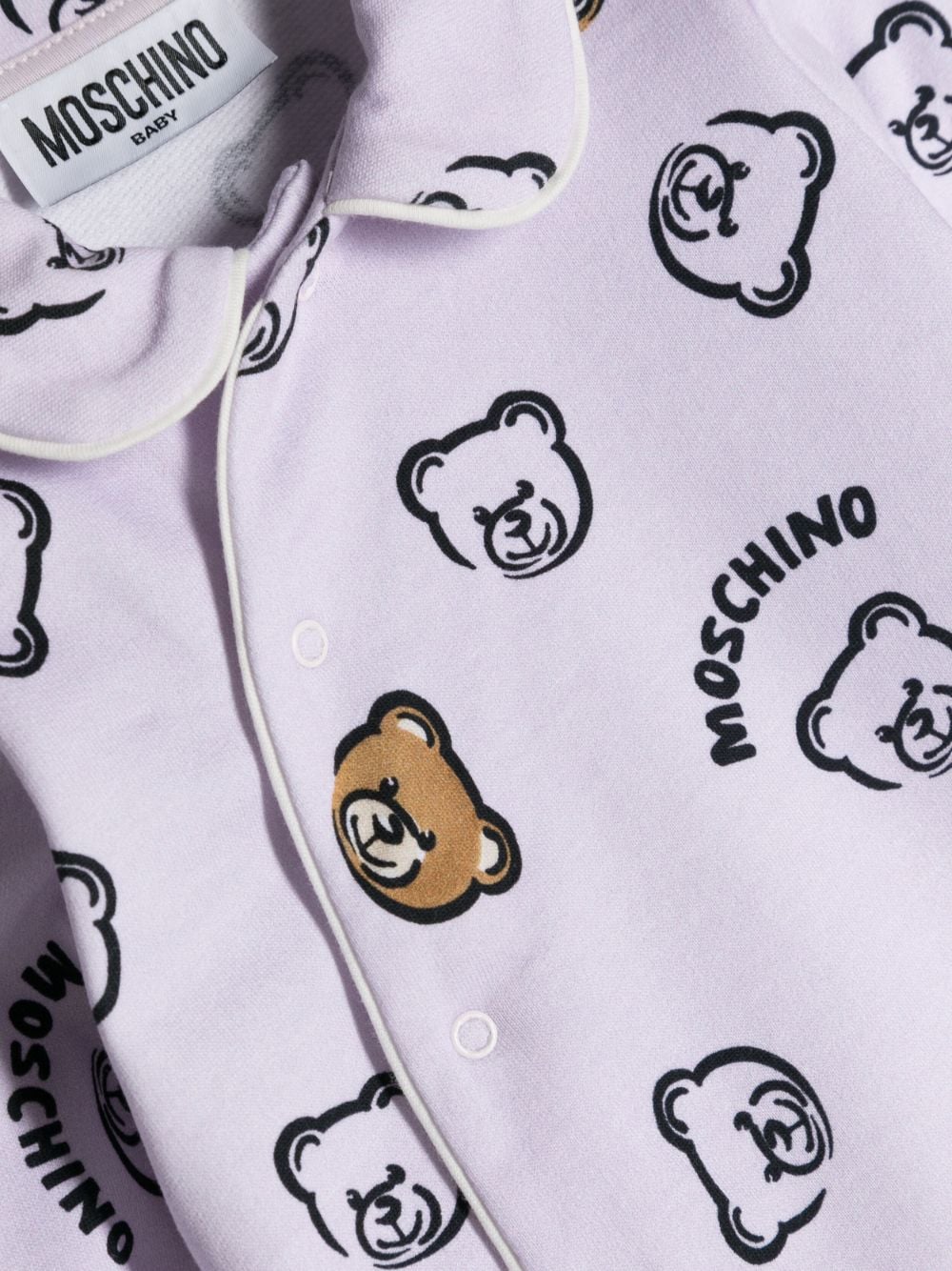 Shop Moschino Leo Teddy-bear Print Babygrow Set In Purple