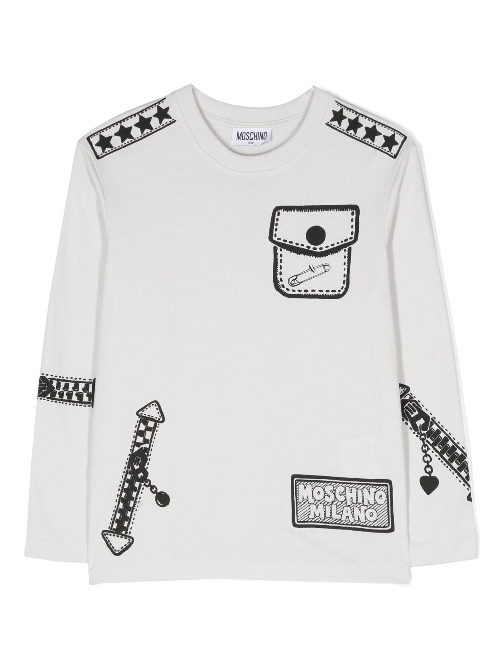 Moschino Kids' Graphic-print T-shirt In Grey