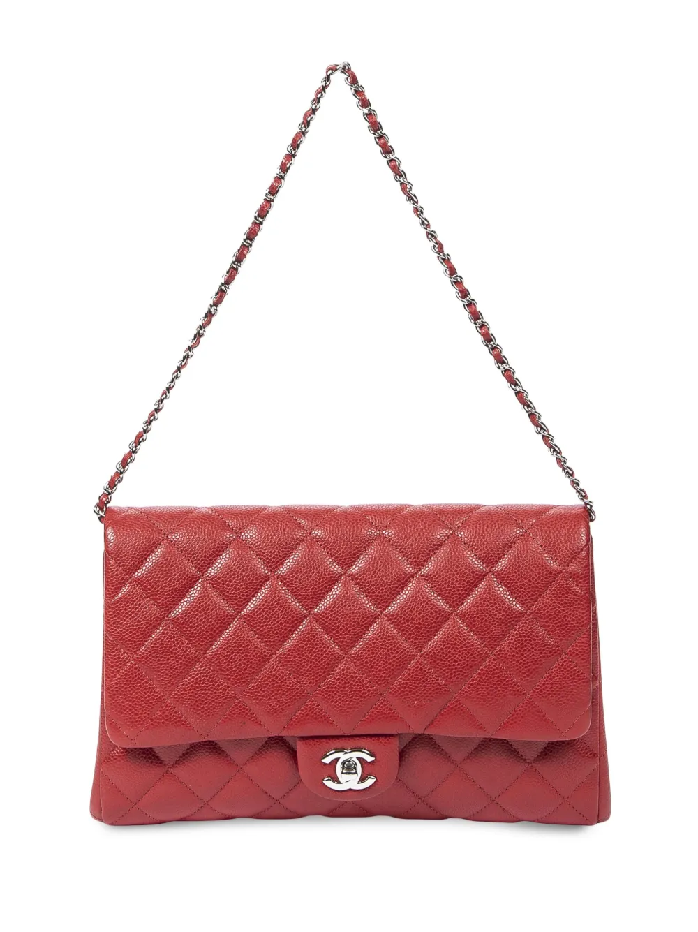 Pre-owned Chanel 2013-2014 Chain Flap Shoulder Bag In Red
