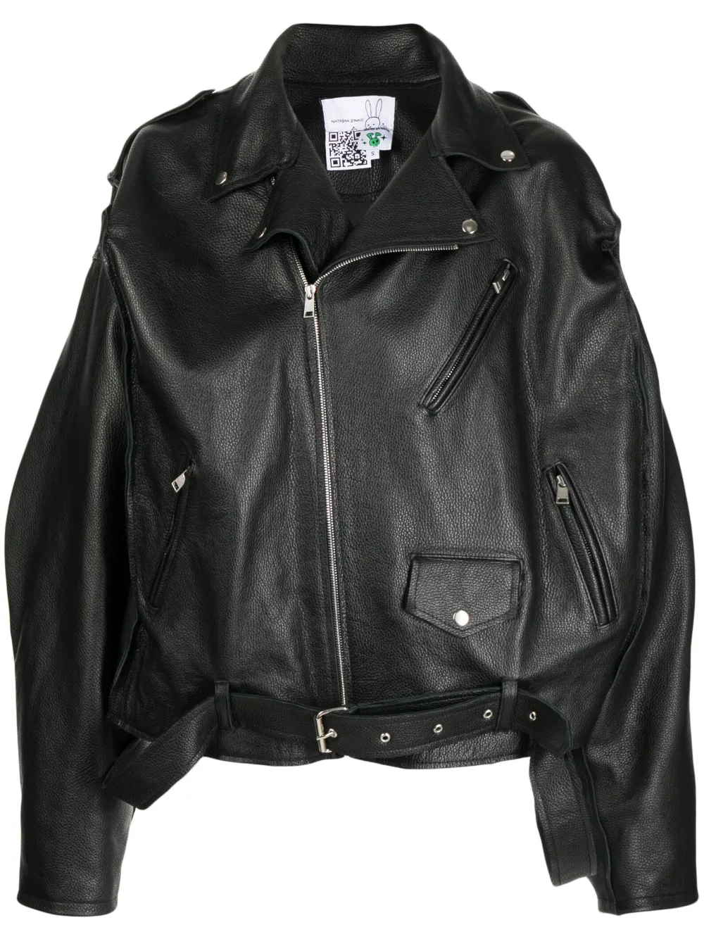 Natasha Zinko Leather Box Moto Jacket In Black