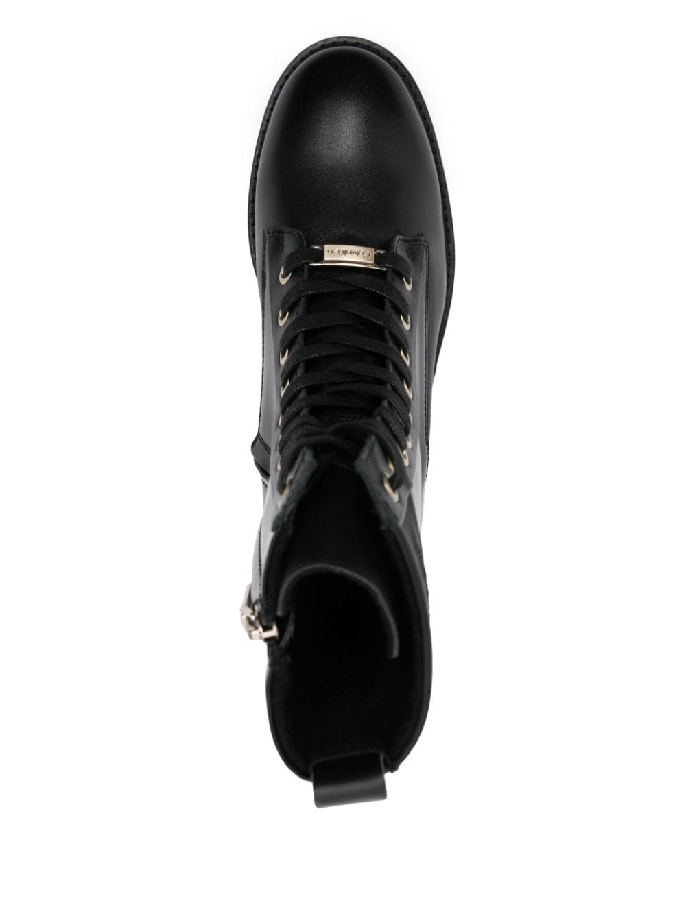 Shop Calvin Klein Logo-plaque Leather Boots In Black