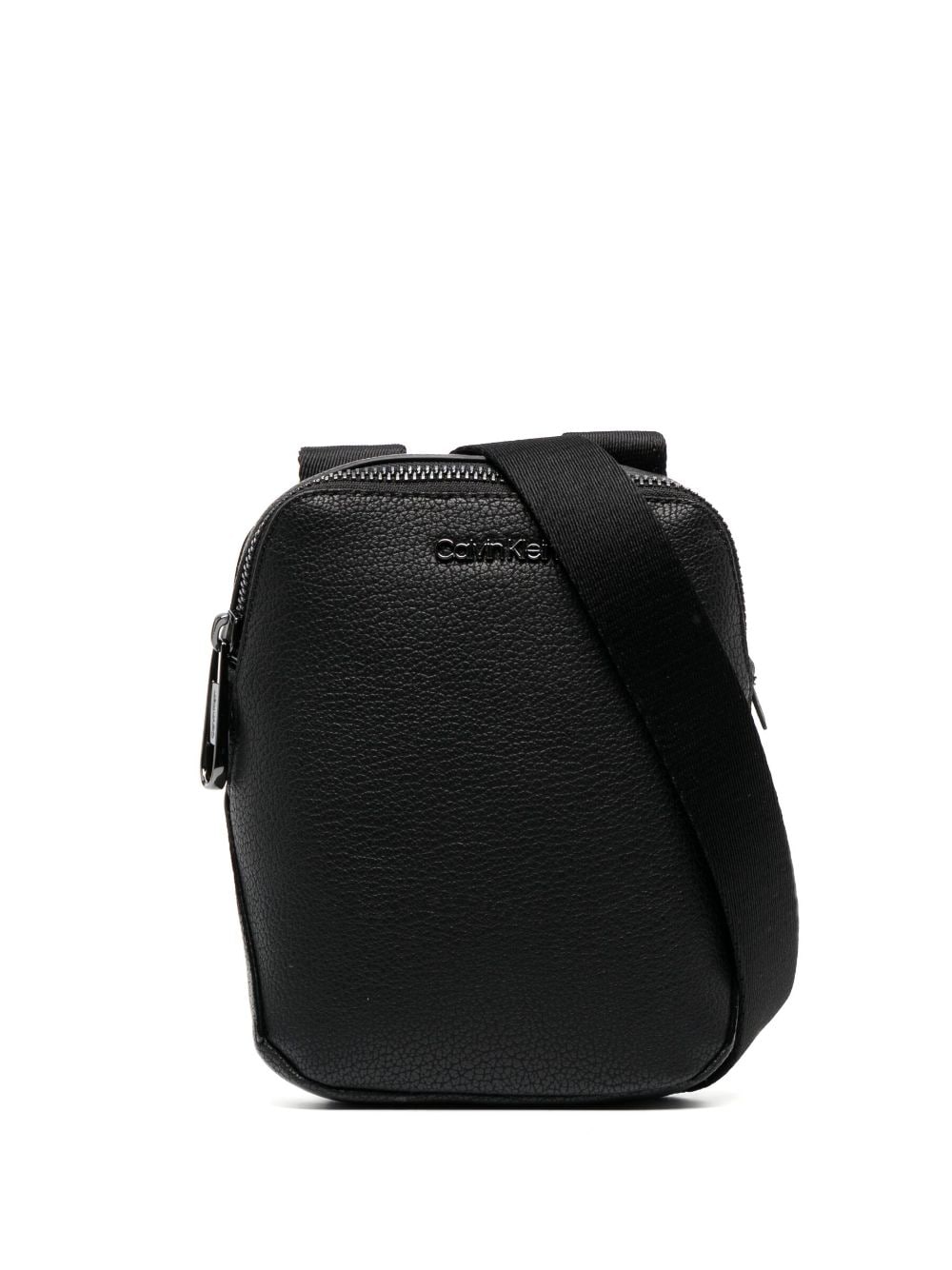 Calvin Klein Logo-plaque Zipped Messenger Bag In Black