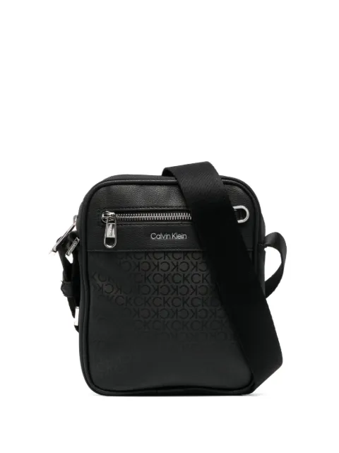 Calvin Klein monogram-print zipped messenger bag