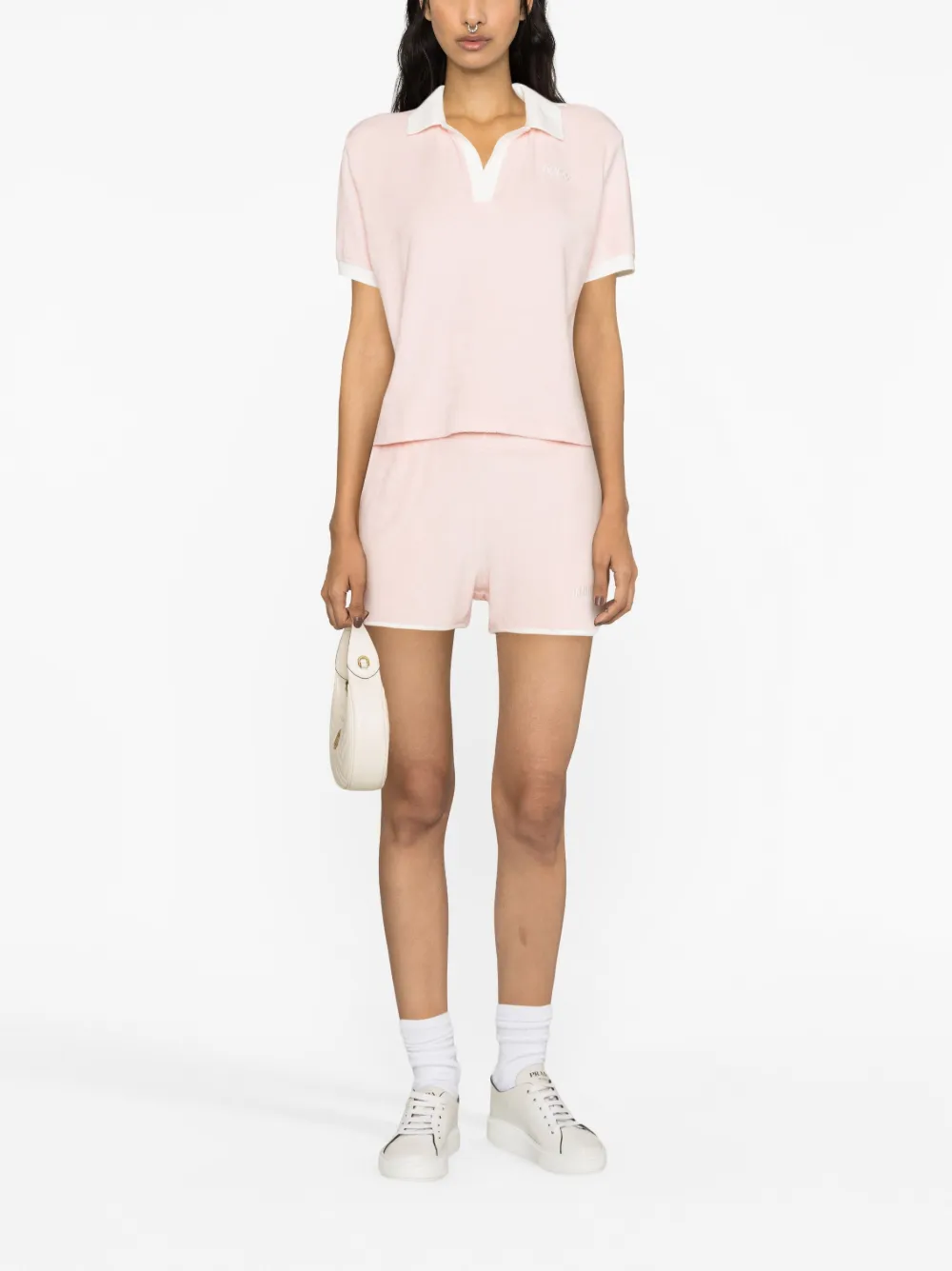Sporty And Rich Logo-embroidered Cotton Shorts In Pink