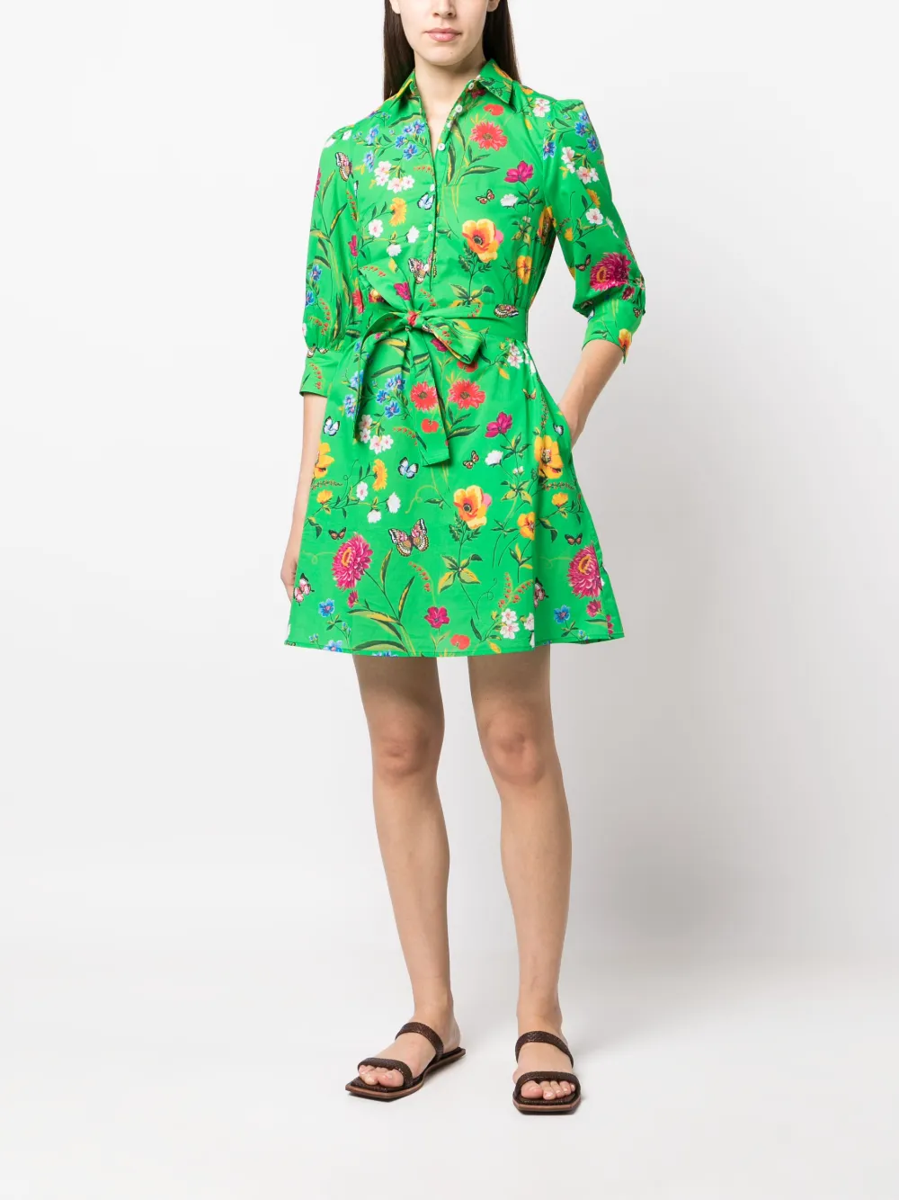 MC2 Saint Barth floral-print cotton shirtdress - Groen