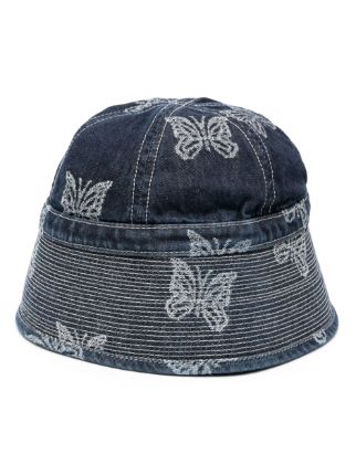 Needles butterfly-print Denim Bucket Hat - Farfetch