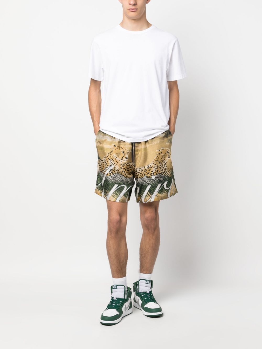 AMIRI cheetah-print track shorts - Beige