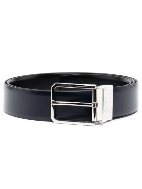 Santoni engraved-logo leather belt