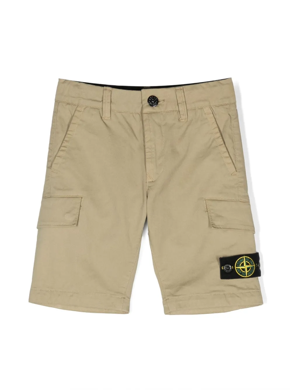 Stone Island Junior Kids' Compass-patch Cargo Shorts In Neutrals