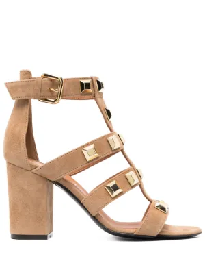【Via Roma 15】ロゴサンダル Via Roma 15 スタッズトリム サンダル | ブラウン | FARFETCH JP