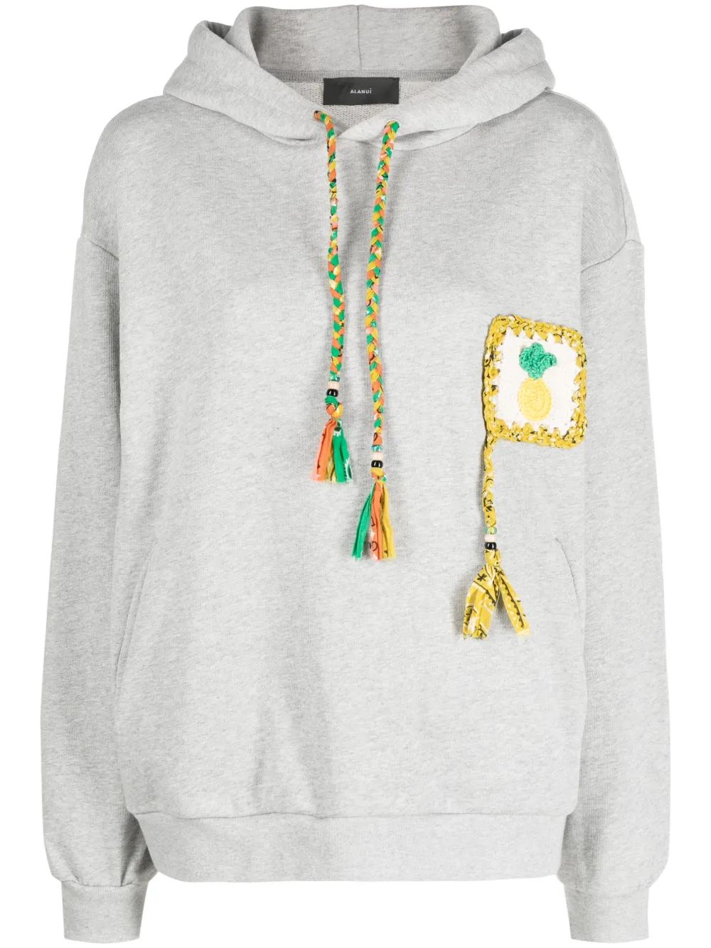 Alanui Stay Positive crochet-detailed cotton hoodie