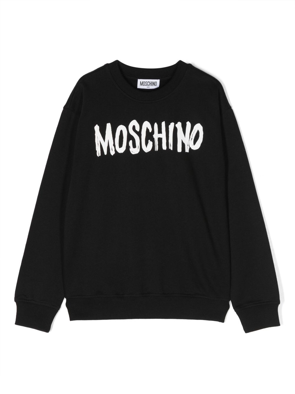 Moschino Kids' Logo棉质混纺运动衫 In Nero Black