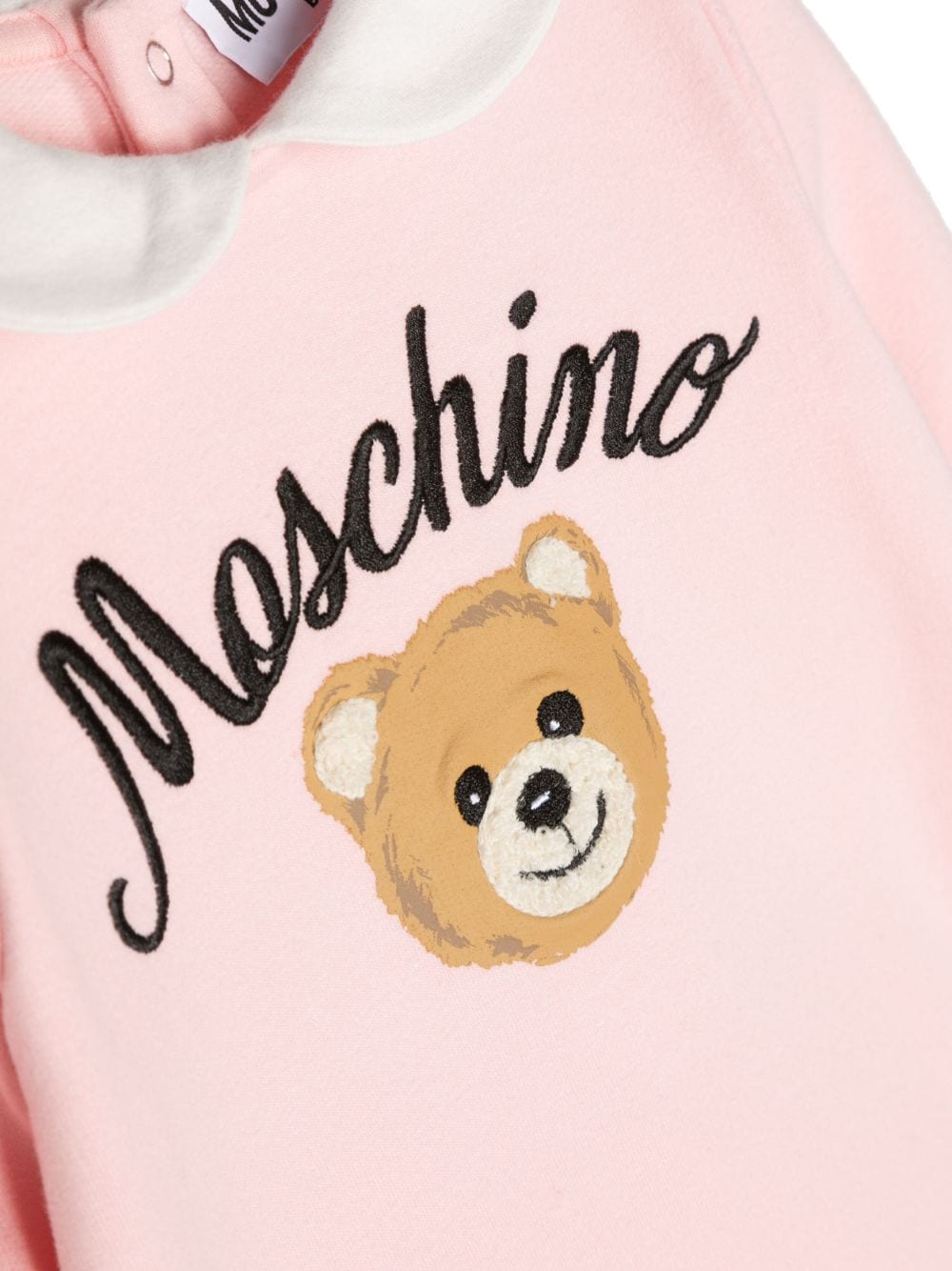 Shop Moschino Teddy Bear-embroidered Stretch-cotton Body In Pink